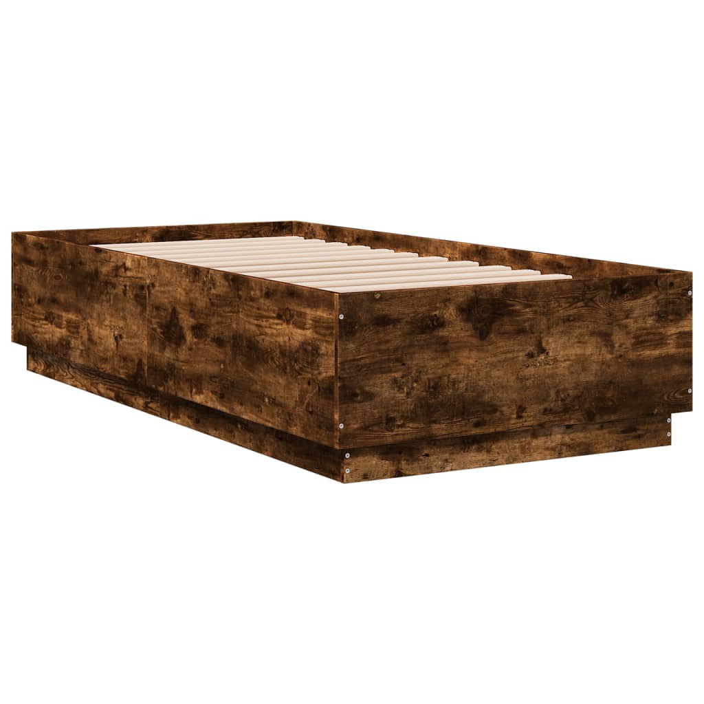 Bedframe bewerkt hout gerookt eikenkleurig 75x190 cm is nu te koop bij PeponiXL, paradijselijk wonen!