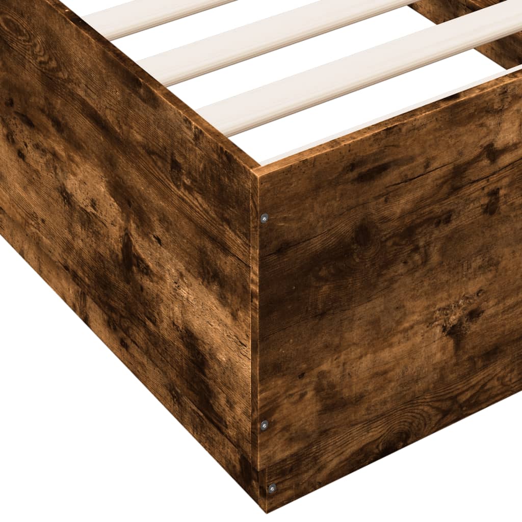 Bedframe bewerkt hout gerookt eikenkleurig 75x190 cm is nu te koop bij PeponiXL, paradijselijk wonen!