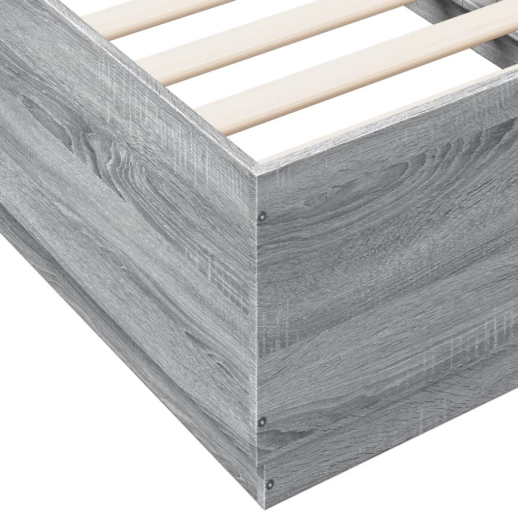 Bedframe bewerkt hout grijs sonoma eikenkleurig 75x190 cm is nu te koop bij PeponiXL, paradijselijk wonen!