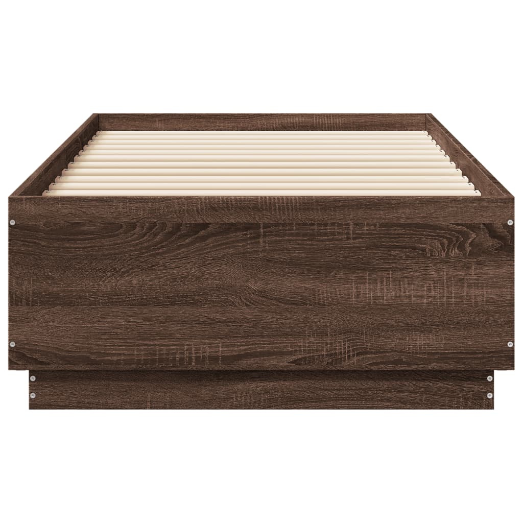 Bedframe bewerkt hout bruin eikenkleur 75x190 cm is nu te koop bij PeponiXL, paradijselijk wonen!