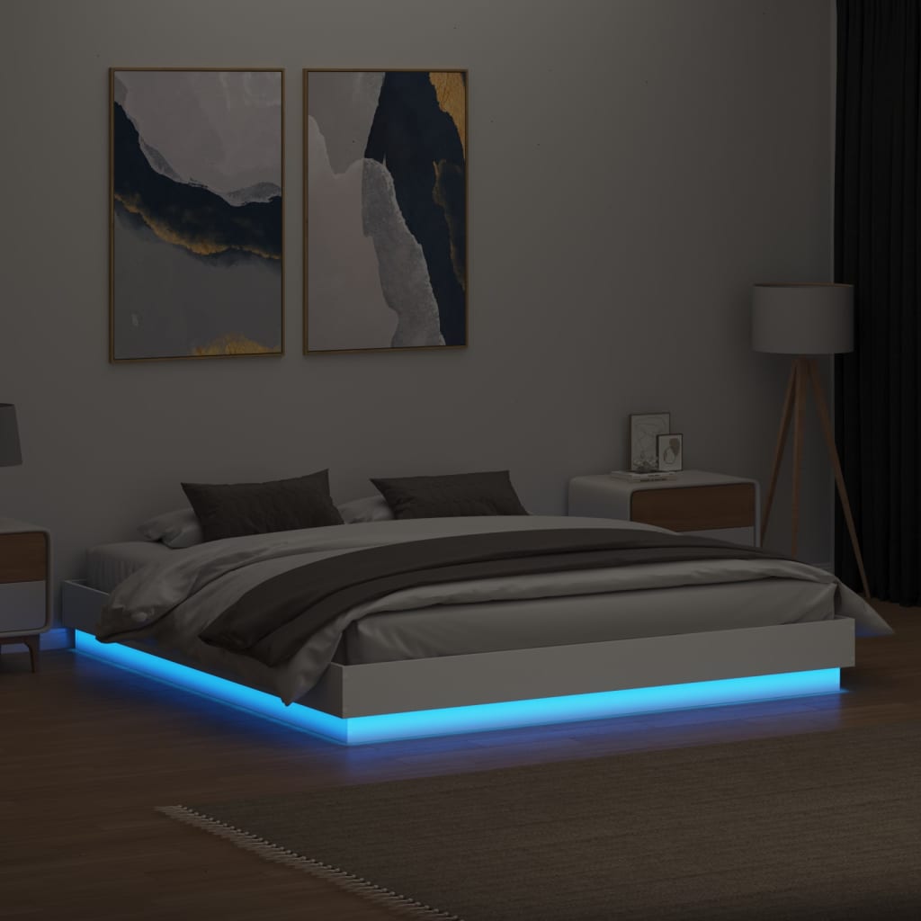 Bedframe met LED-verlichting wit 200x200 cm is nu te koop bij PeponiXL, paradijselijk wonen!