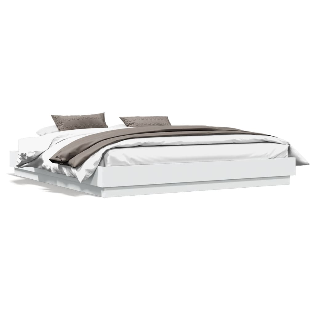 Bedframe met LED-verlichting wit 200x200 cm is nu te koop bij PeponiXL, paradijselijk wonen!