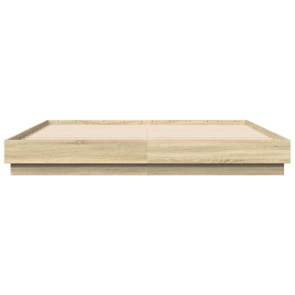 Bedframe met LED-verlichting sonoma eikenkleurig 200x200 cm is nu te koop bij PeponiXL, paradijselijk wonen!
