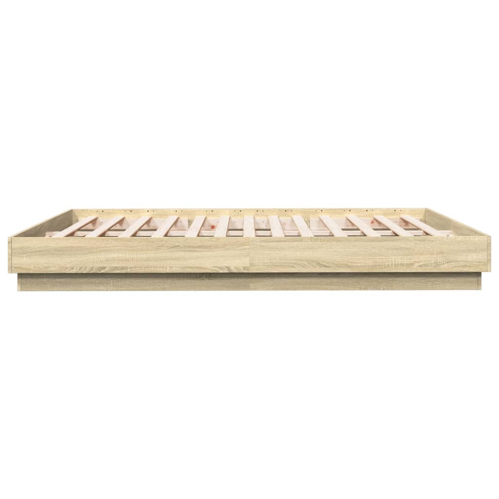 Bedframe met LED-verlichting sonoma eikenkleurig 200x200 cm is nu te koop bij PeponiXL, paradijselijk wonen!