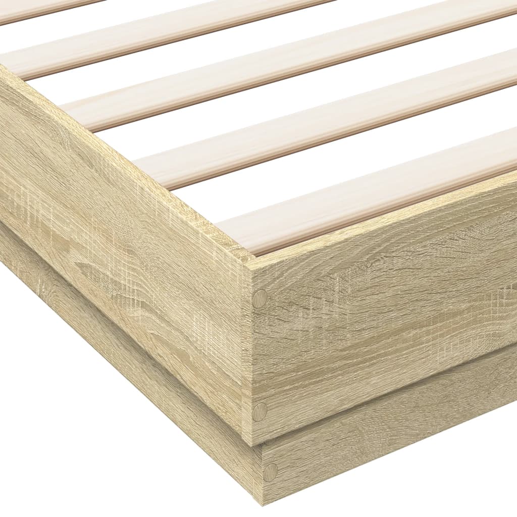 Bedframe met LED-verlichting sonoma eikenkleurig 200x200 cm is nu te koop bij PeponiXL, paradijselijk wonen!