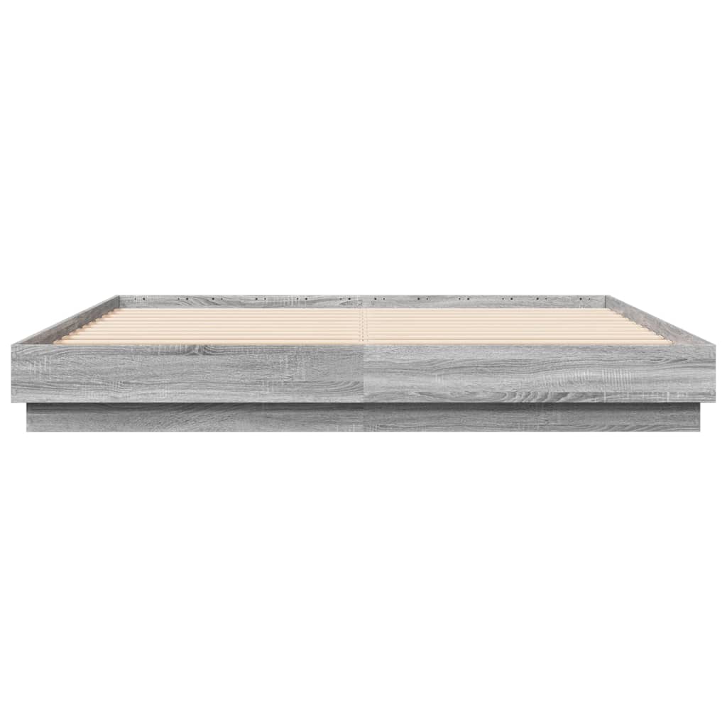 Bedframe met LED-verlichting grijs sonoma eikenkleur 200x200 cm is nu te koop bij PeponiXL, paradijselijk wonen!