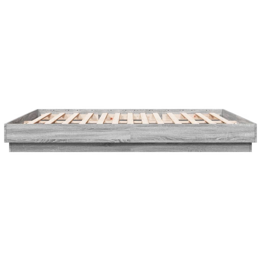 Bedframe met LED-verlichting grijs sonoma eikenkleur 200x200 cm is nu te koop bij PeponiXL, paradijselijk wonen!