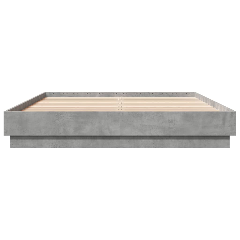 Bedframe met LED-verlichting betongrijs 160x200 cm is nu te koop bij PeponiXL, paradijselijk wonen!