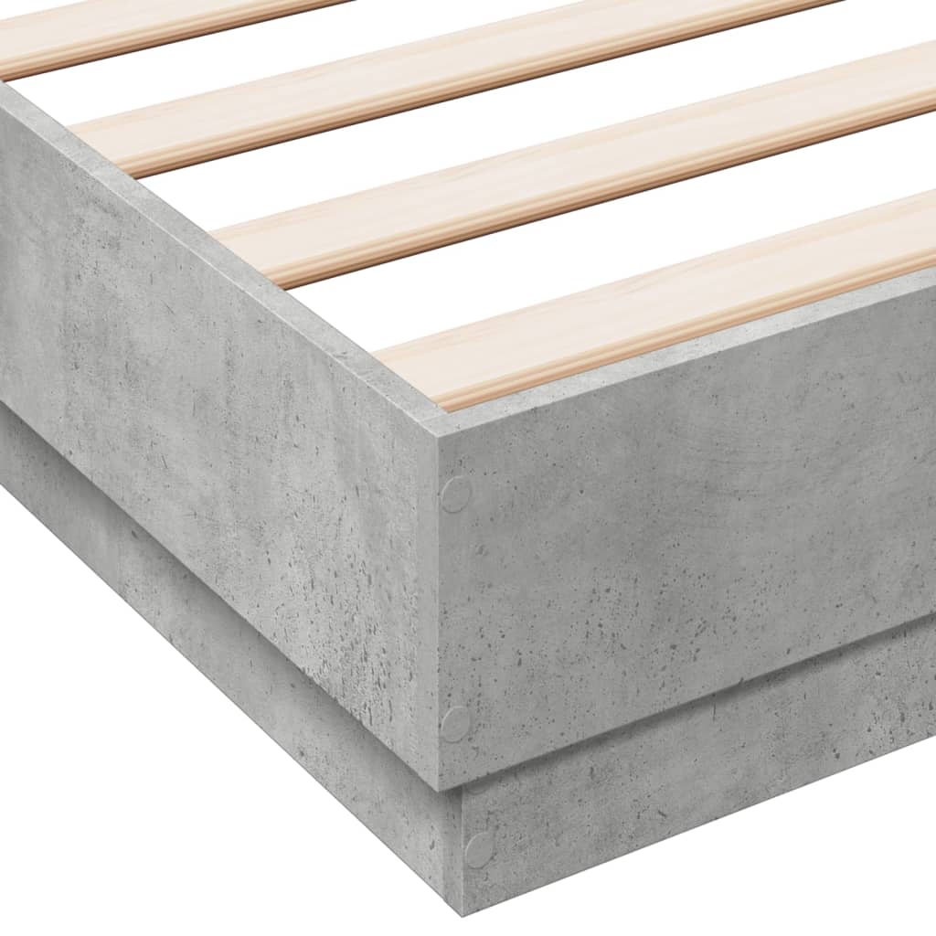 Bedframe met LED-verlichting betongrijs 160x200 cm is nu te koop bij PeponiXL, paradijselijk wonen!