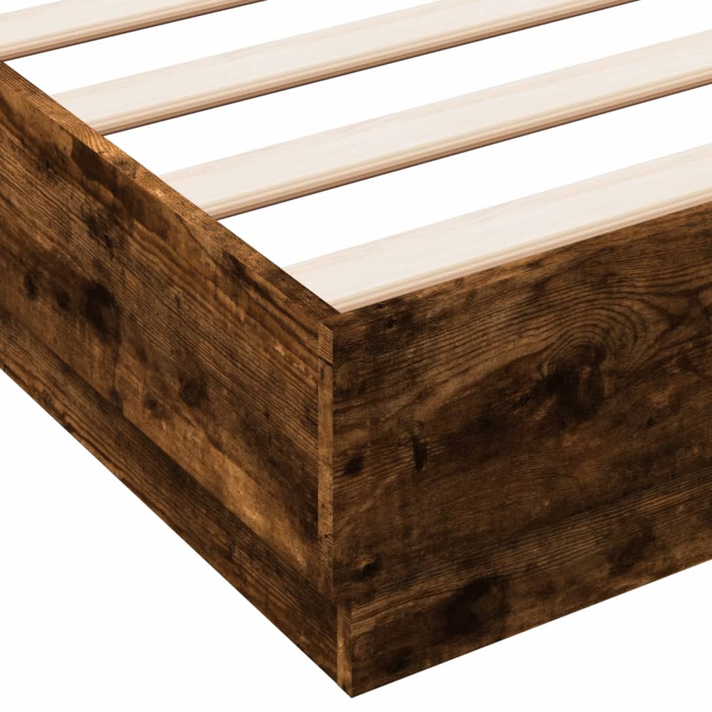 Bedframe met LED-verlichting gerookt eikenkleurig 160x200 cm is nu te koop bij PeponiXL, paradijselijk wonen!