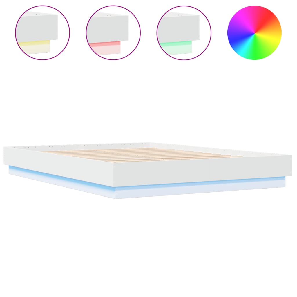 Bedframe met LED-verlichting wit 150x200 cm is nu te koop bij PeponiXL, paradijselijk wonen!