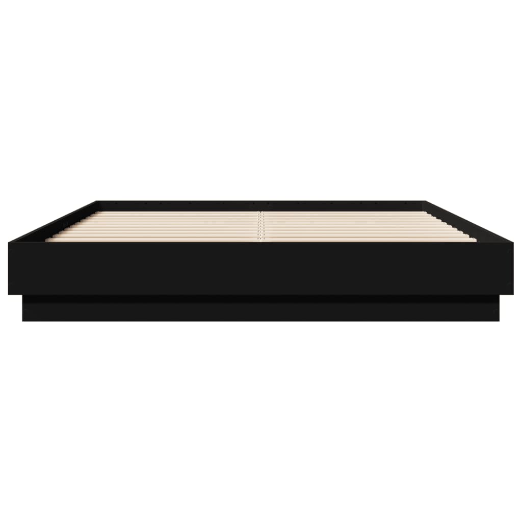 Bedframe met LED zonder matras 150x200 cm zwart is nu te koop bij PeponiXL, paradijselijk wonen!