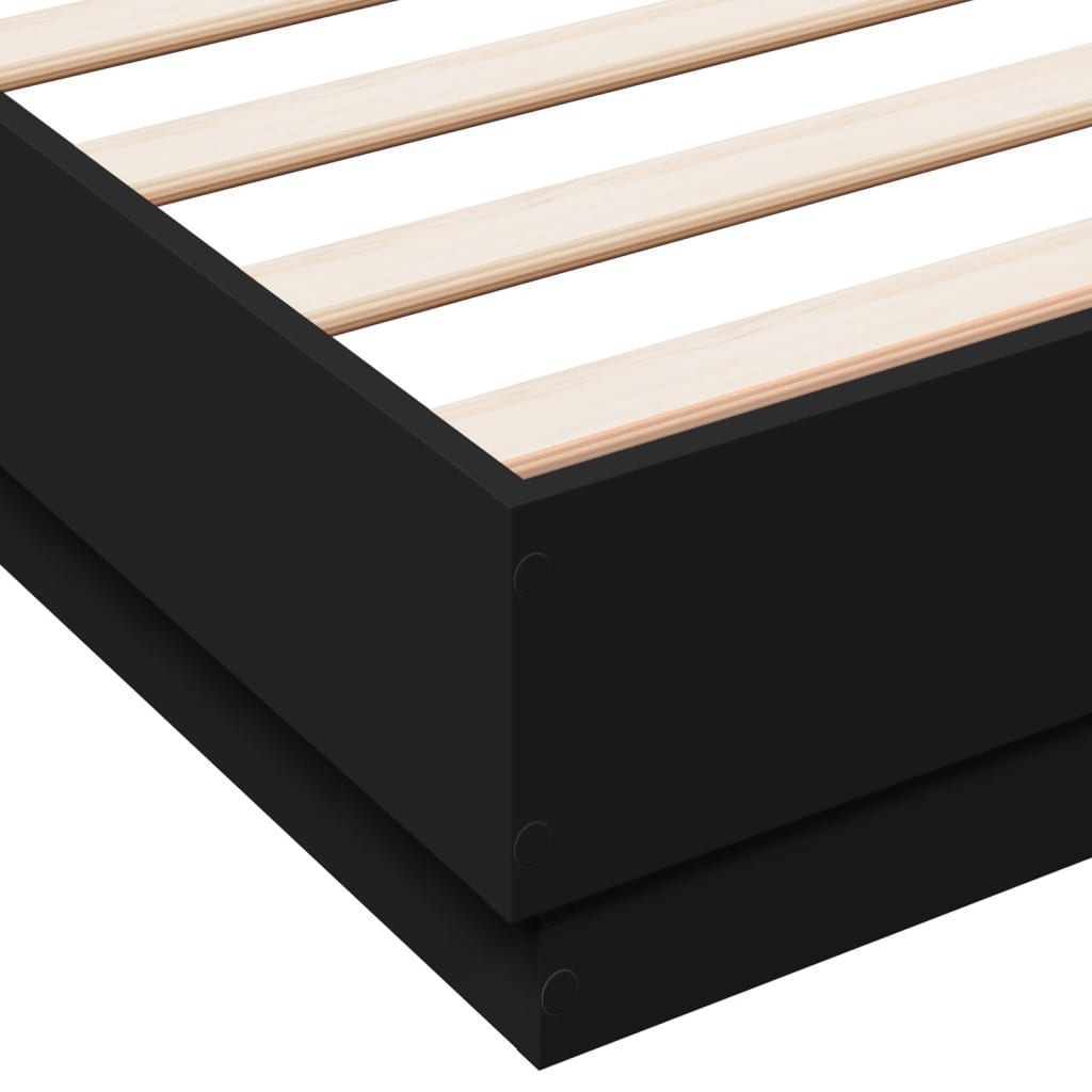 Bedframe met LED zonder matras 150x200 cm zwart is nu te koop bij PeponiXL, paradijselijk wonen!
