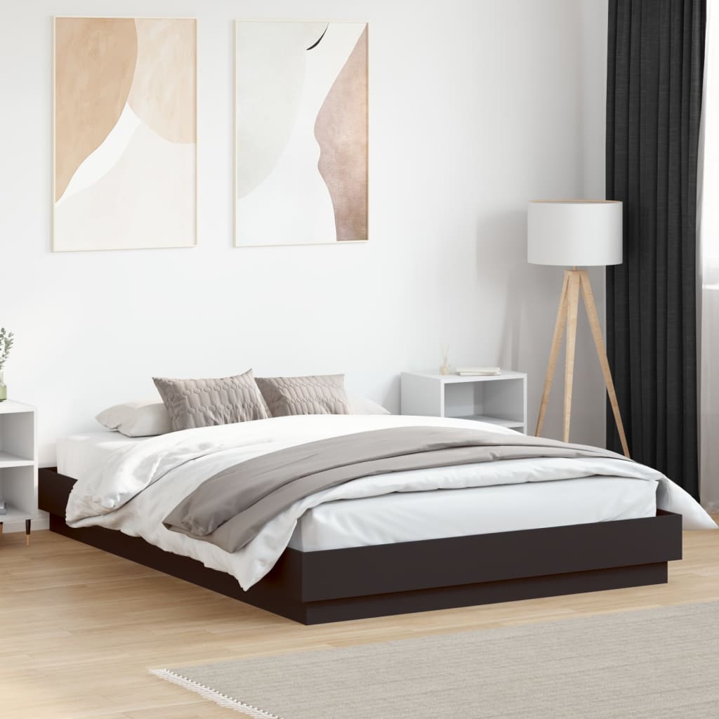 Bedframe met LED zonder matras 150x200 cm zwart is nu te koop bij PeponiXL, paradijselijk wonen!