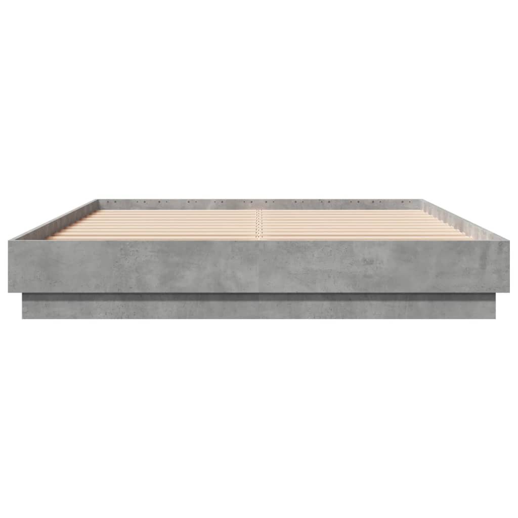 Bedframe met LED-verlichting betongrijs 150x200 cm is nu te koop bij PeponiXL, paradijselijk wonen!