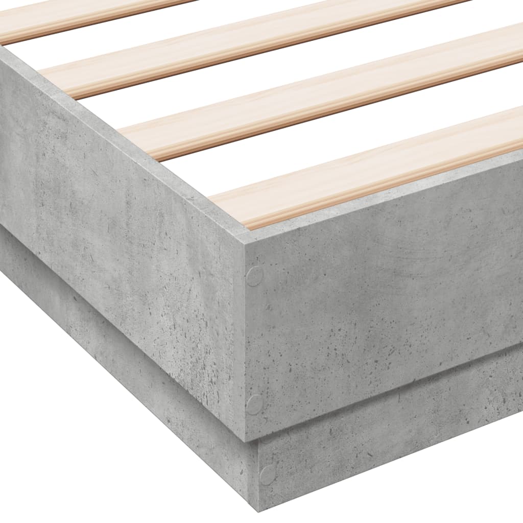 Bedframe met LED-verlichting betongrijs 150x200 cm is nu te koop bij PeponiXL, paradijselijk wonen!