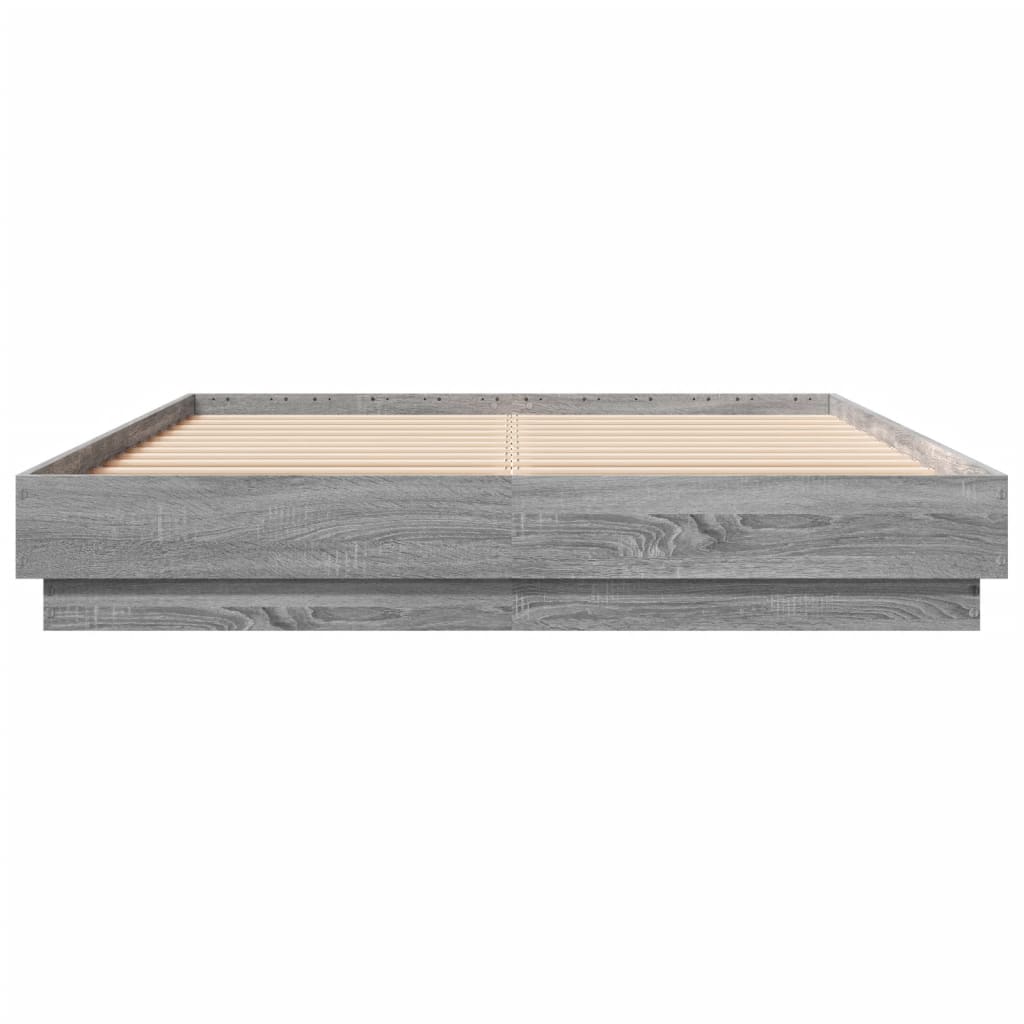 Bedframe met LED-verlichting grijs sonoma eikenkleur 150x200 cm is nu te koop bij PeponiXL, paradijselijk wonen!