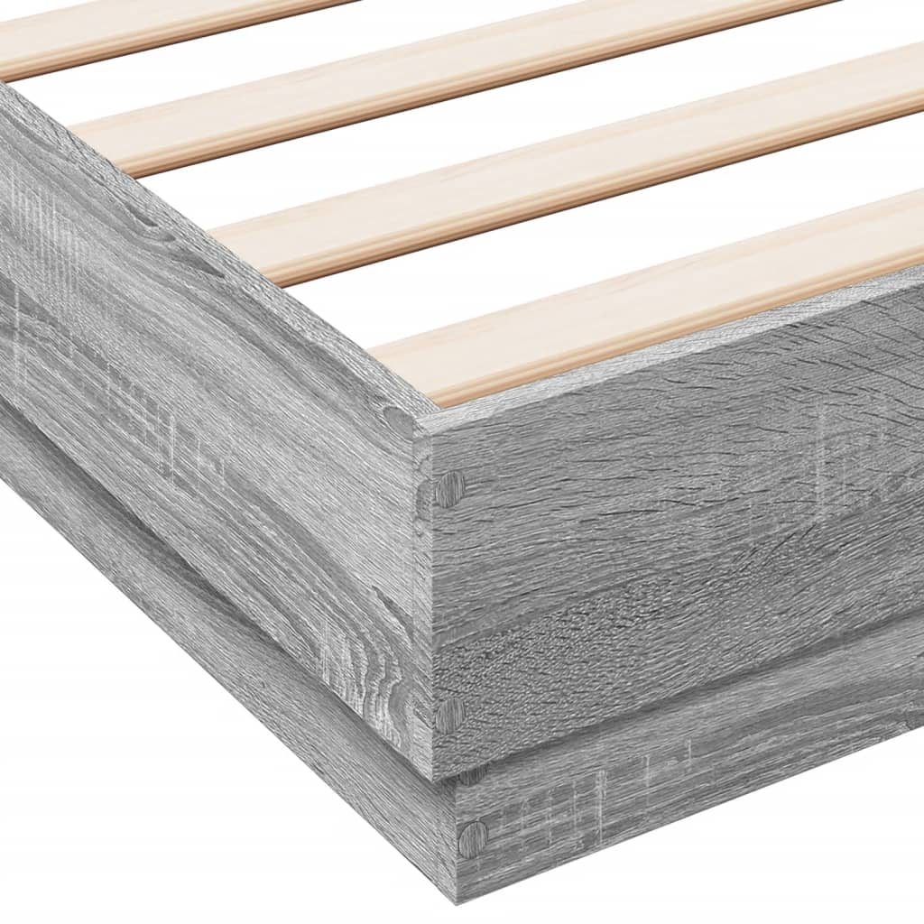 Bedframe met LED-verlichting grijs sonoma eikenkleur 140x200 cm is nu te koop bij PeponiXL, paradijselijk wonen!