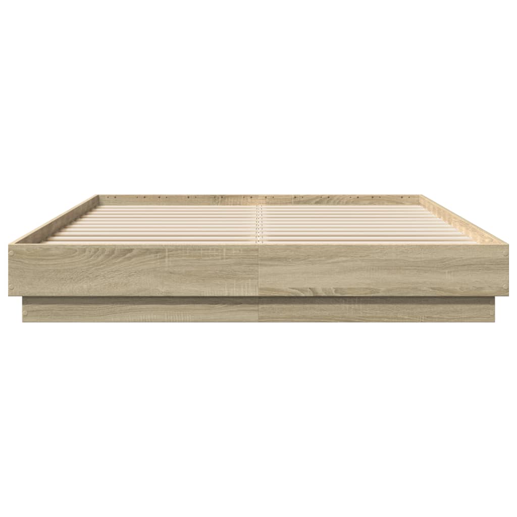 Bedframe met LED-verlichting sonoma eikenkleurig 120x200 cm is nu te koop bij PeponiXL, paradijselijk wonen!