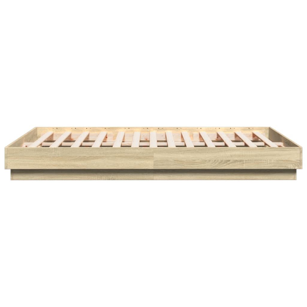 Bedframe met LED-verlichting sonoma eikenkleurig 120x200 cm is nu te koop bij PeponiXL, paradijselijk wonen!