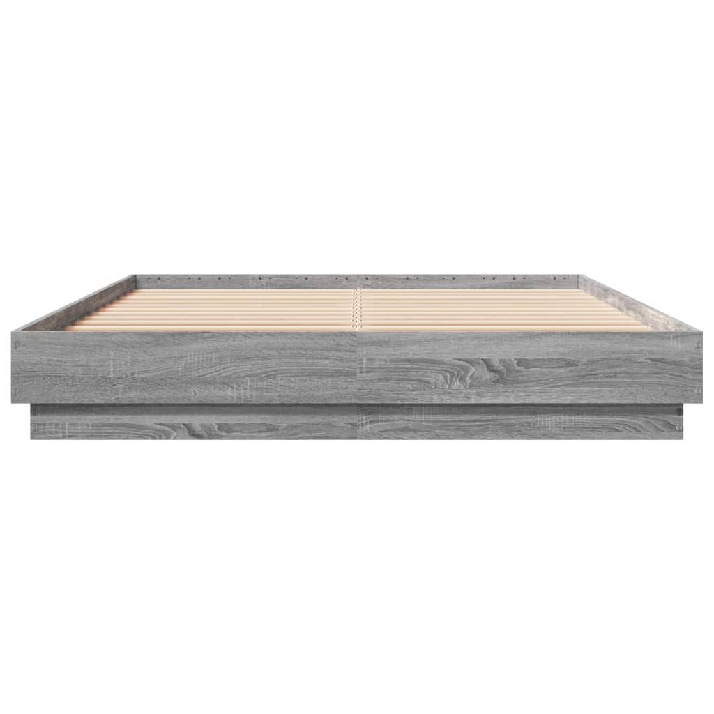 Bedframe met LED-verlichting grijs sonoma eikenkleur 120x200 cm is nu te koop bij PeponiXL, paradijselijk wonen!