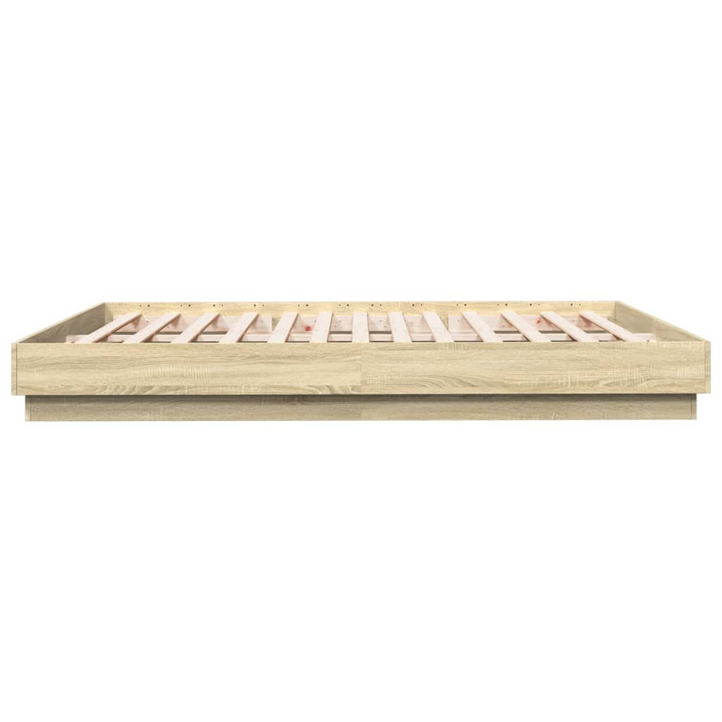 Bedframe bewerkt hout sonoma eikenkleurig 200x200 cm is nu te koop bij PeponiXL, paradijselijk wonen!