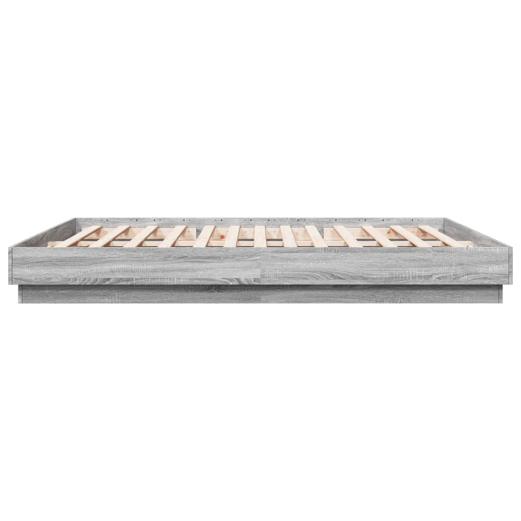 Bedframe bewerkt hout grijs sonoma eikenkleurig 200x200 cm is nu te koop bij PeponiXL, paradijselijk wonen!