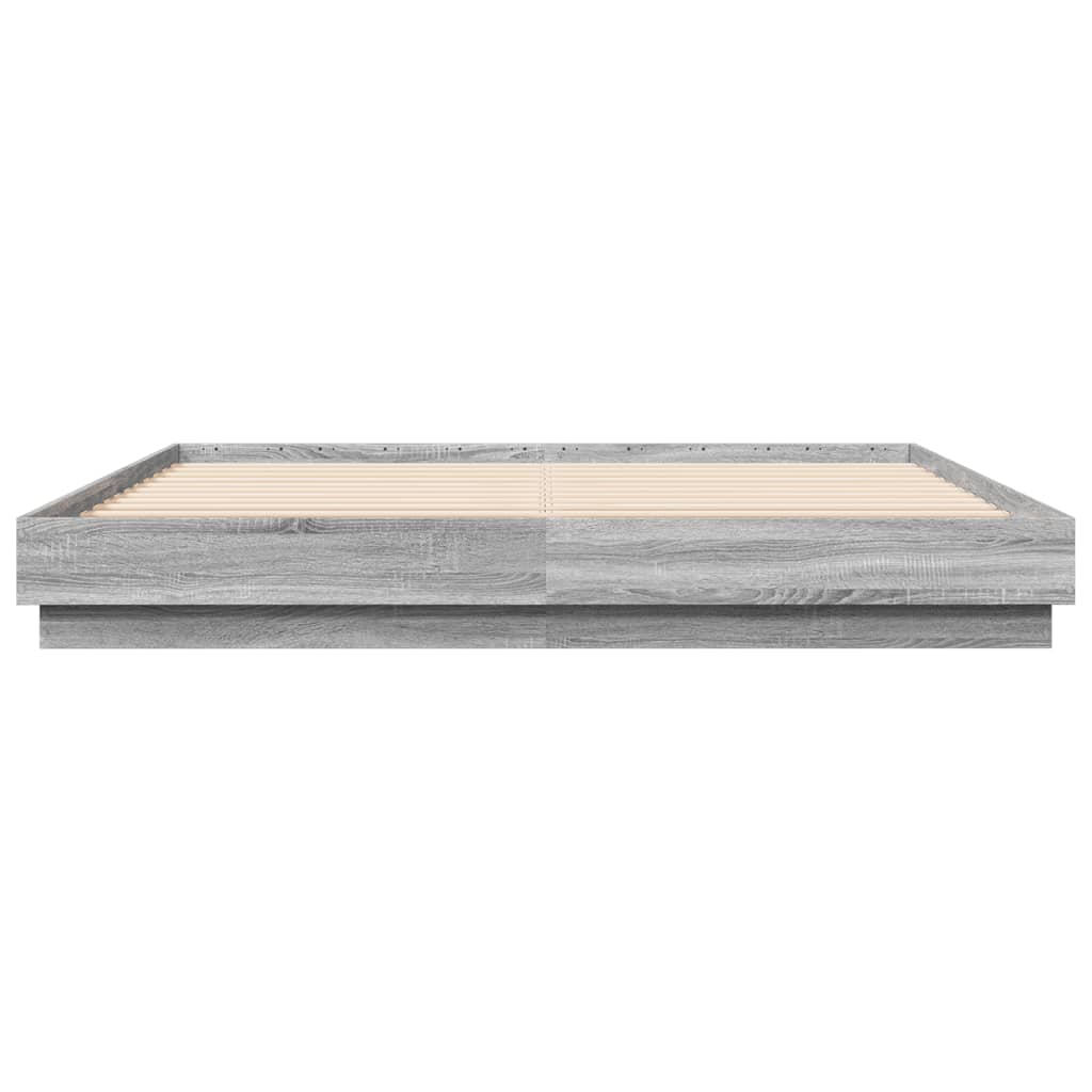 Bedframe bewerkt hout grijs sonoma eikenkleurig 180x200 cm is nu te koop bij PeponiXL, paradijselijk wonen!