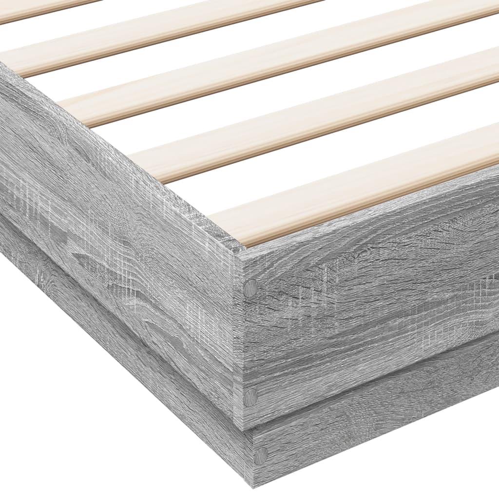 Bedframe bewerkt hout grijs sonoma eikenkleurig 180x200 cm is nu te koop bij PeponiXL, paradijselijk wonen!