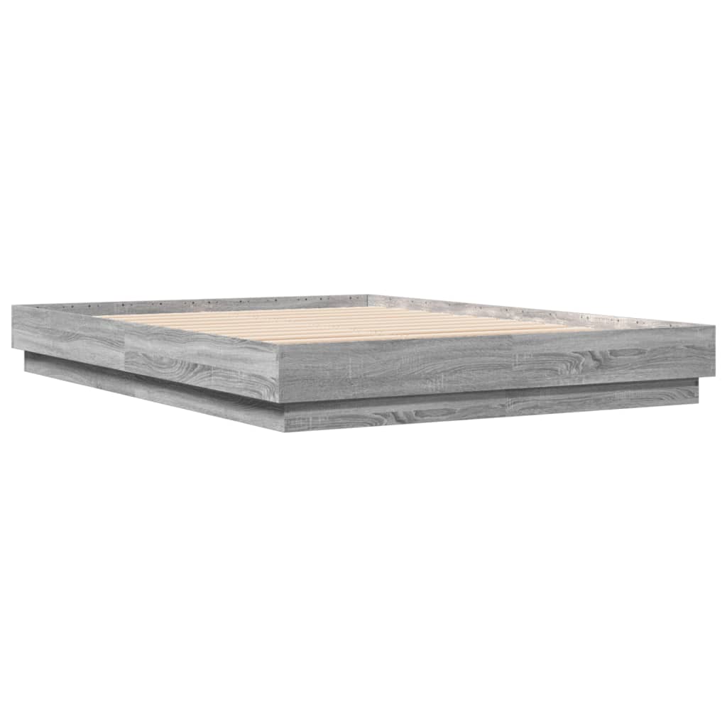 Bedframe bewerkt hout grijs sonoma eikenkleurig 150x200 cm is nu te koop bij PeponiXL, paradijselijk wonen!