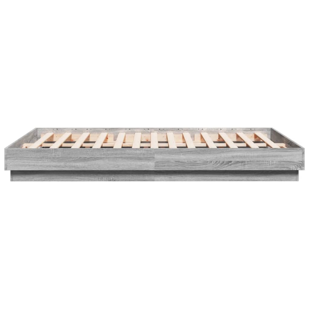 Bedframe bewerkt hout grijs sonoma eikenkleurig 150x200 cm is nu te koop bij PeponiXL, paradijselijk wonen!