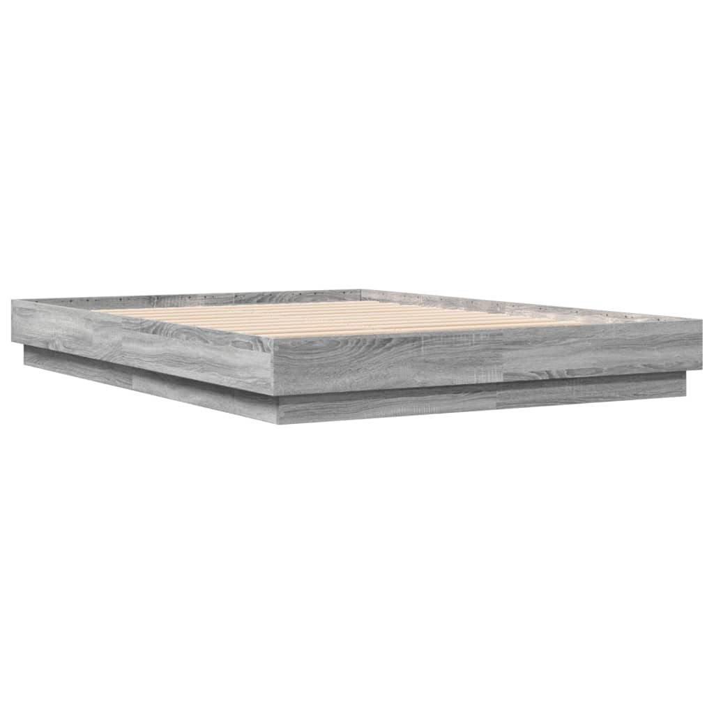 Bedframe bewerkt hout grijs sonoma eikenkleurig 150x200 cm is nu te koop bij PeponiXL, paradijselijk wonen!