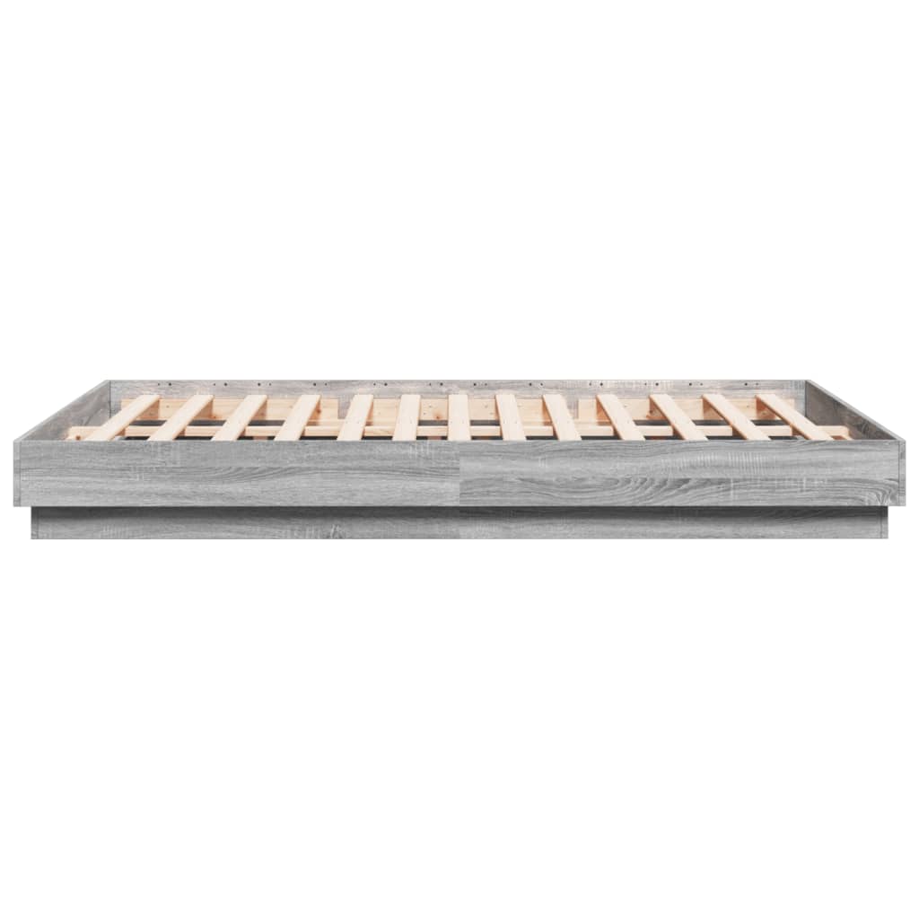 Bedframe bewerkt hout grijs sonoma eikenkleurig 140x200 cm is nu te koop bij PeponiXL, paradijselijk wonen!