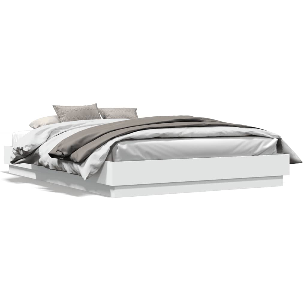 Bedframe LED massief hout wit 120x200 cm is nu te koop bij PeponiXL, paradijselijk wonen!