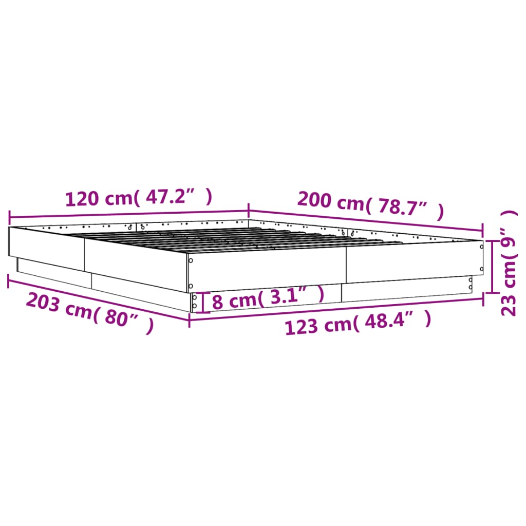 Bedframe LED massief hout wit 120x200 cm is nu te koop bij PeponiXL, paradijselijk wonen!