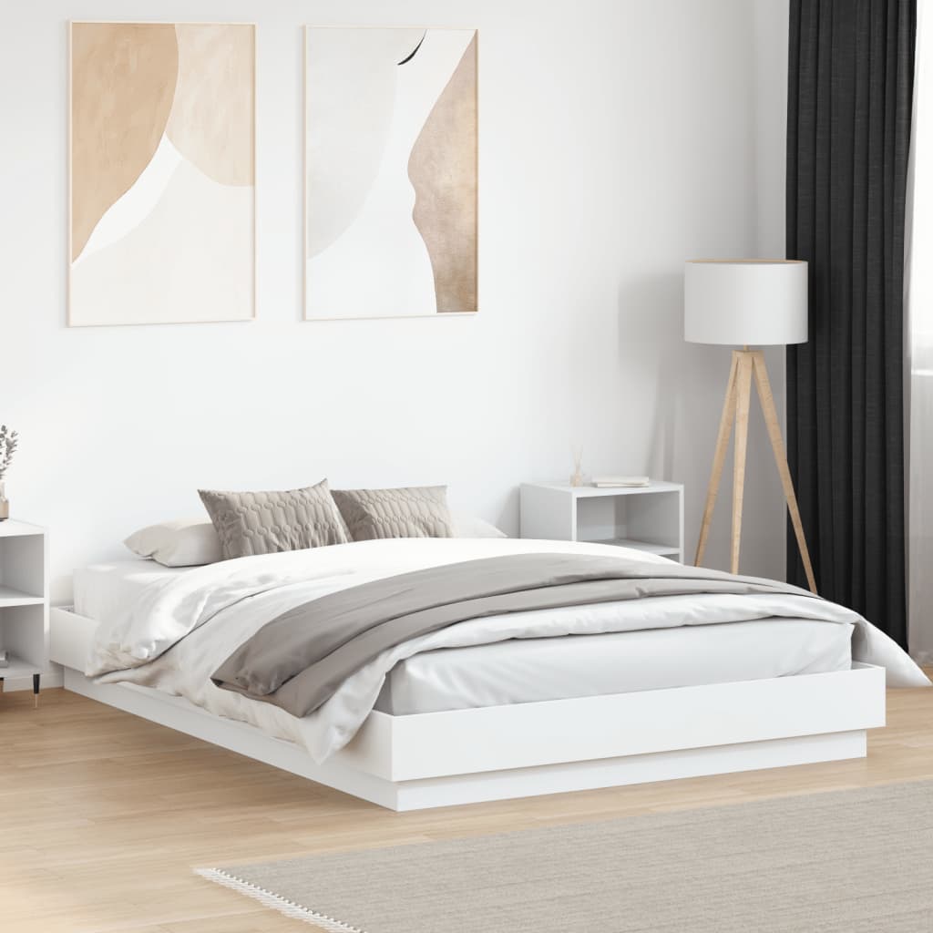 Bedframe LED massief hout wit 120x200 cm is nu te koop bij PeponiXL, paradijselijk wonen!