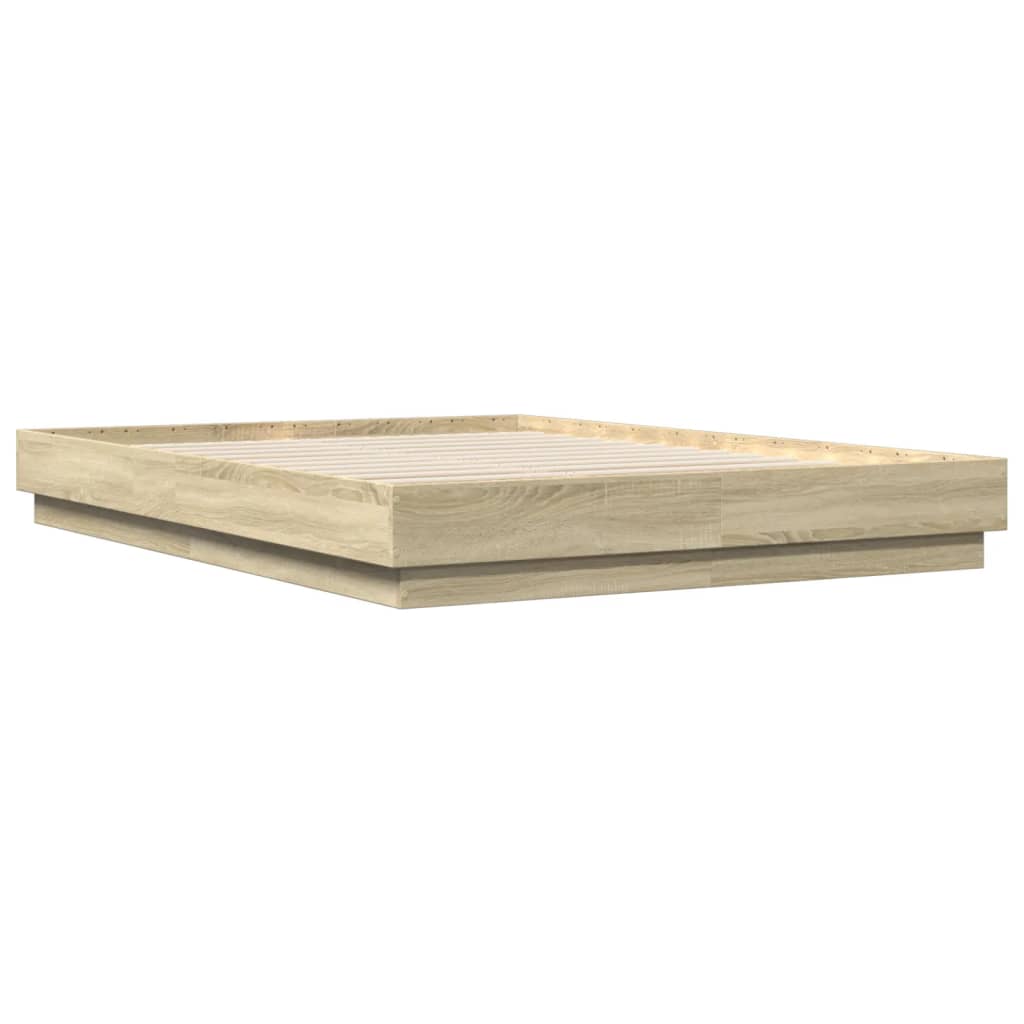 Bedframe bewerkt hout sonoma eikenkleurig 120x200 cm is nu te koop bij PeponiXL, paradijselijk wonen!