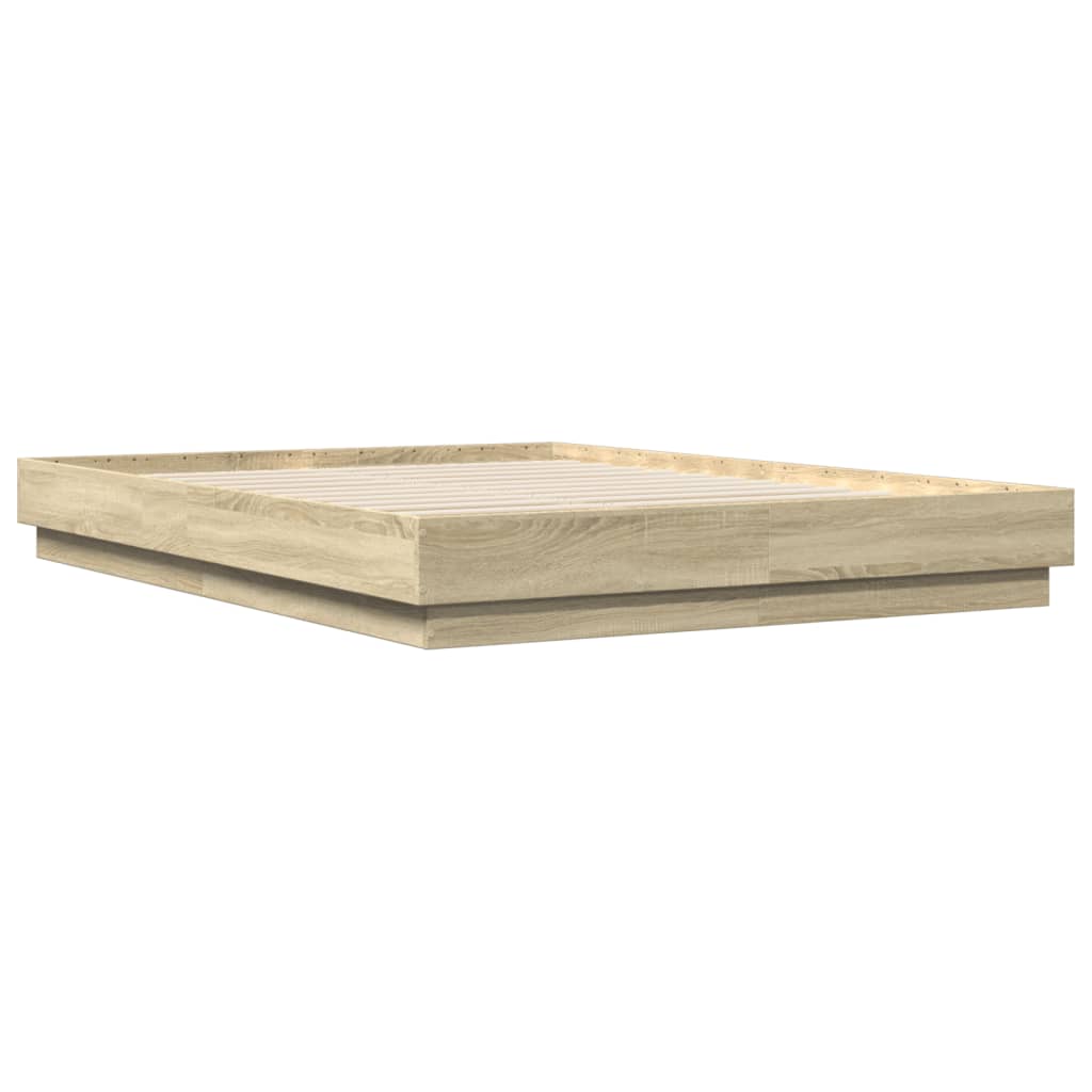 Bedframe bewerkt hout sonoma eikenkleurig 120x200 cm is nu te koop bij PeponiXL, paradijselijk wonen!