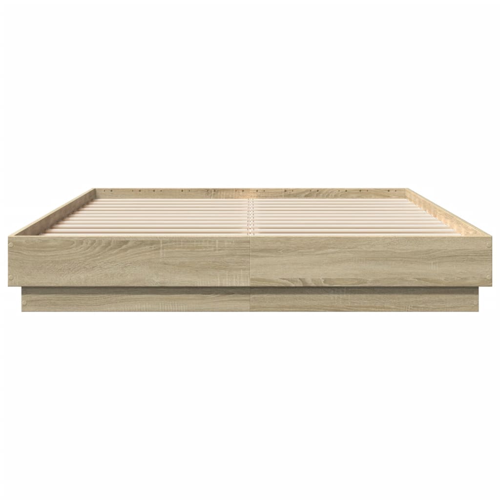 Bedframe bewerkt hout sonoma eikenkleurig 120x200 cm is nu te koop bij PeponiXL, paradijselijk wonen!