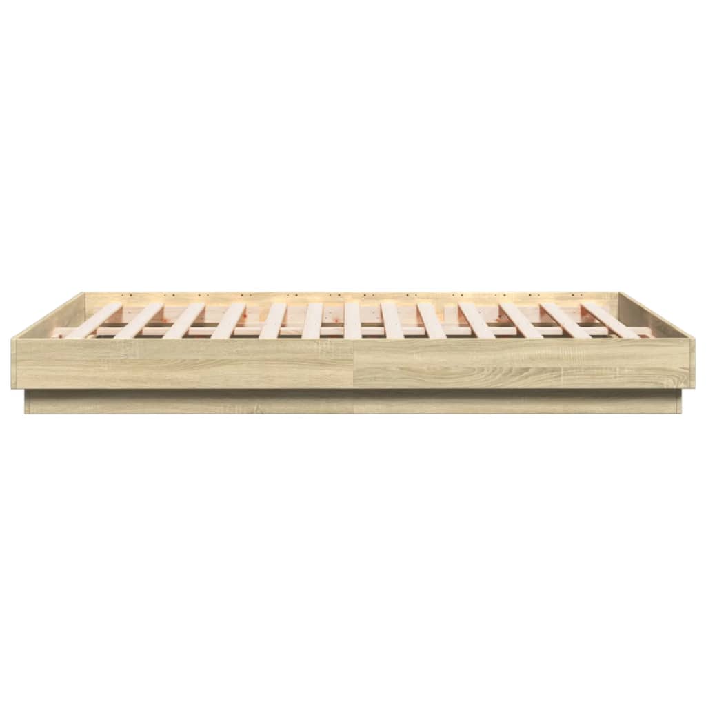Bedframe bewerkt hout sonoma eikenkleurig 120x200 cm is nu te koop bij PeponiXL, paradijselijk wonen!