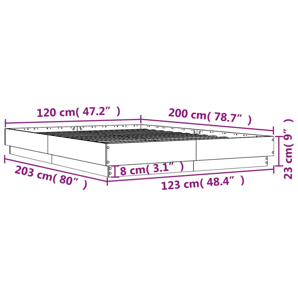 Bedframe bewerkt hout betongrijs 120x200 cm is nu te koop bij PeponiXL, paradijselijk wonen!
