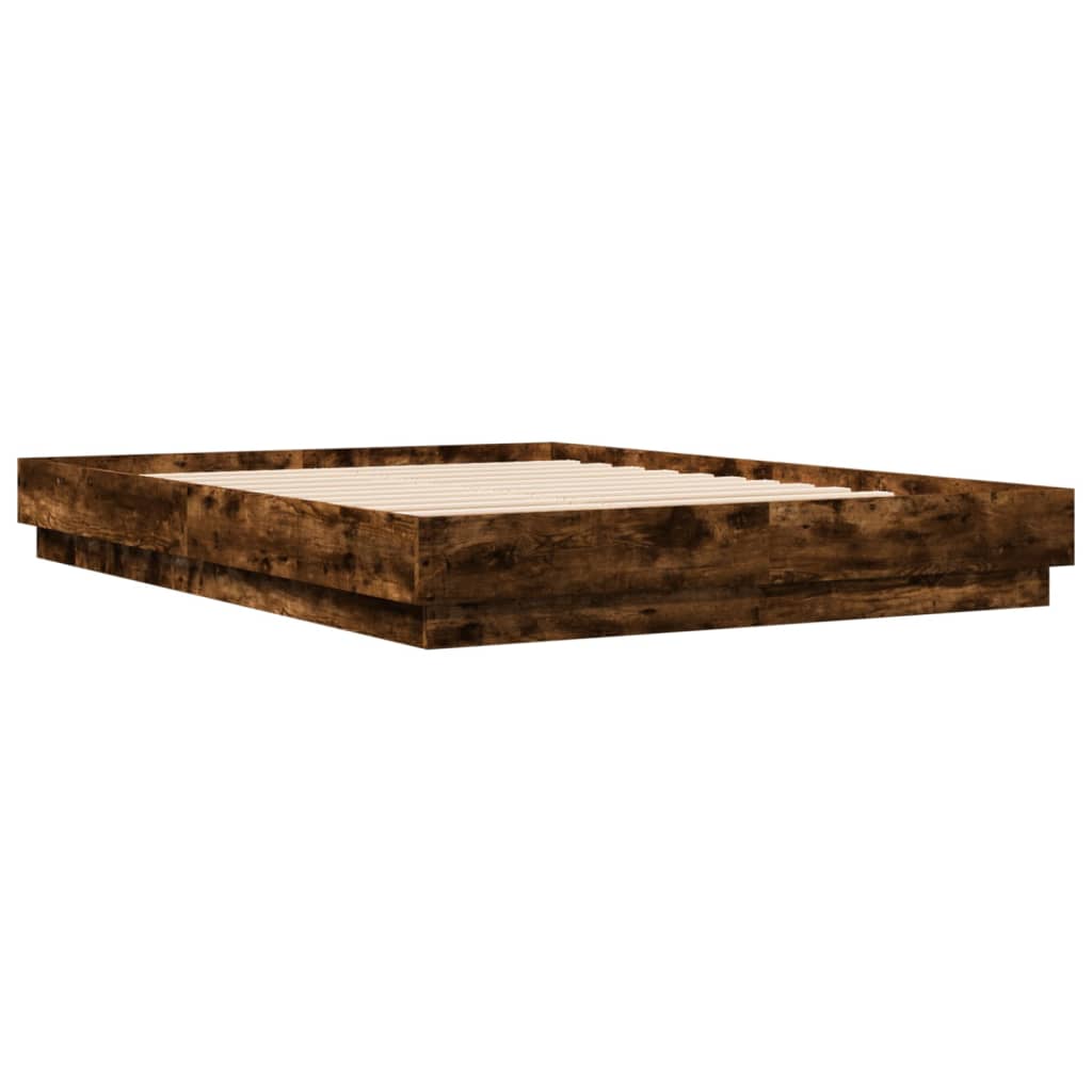 Bedframe bewerkt hout gerookt eikenkleurig 120x200 cm is nu te koop bij PeponiXL, paradijselijk wonen!