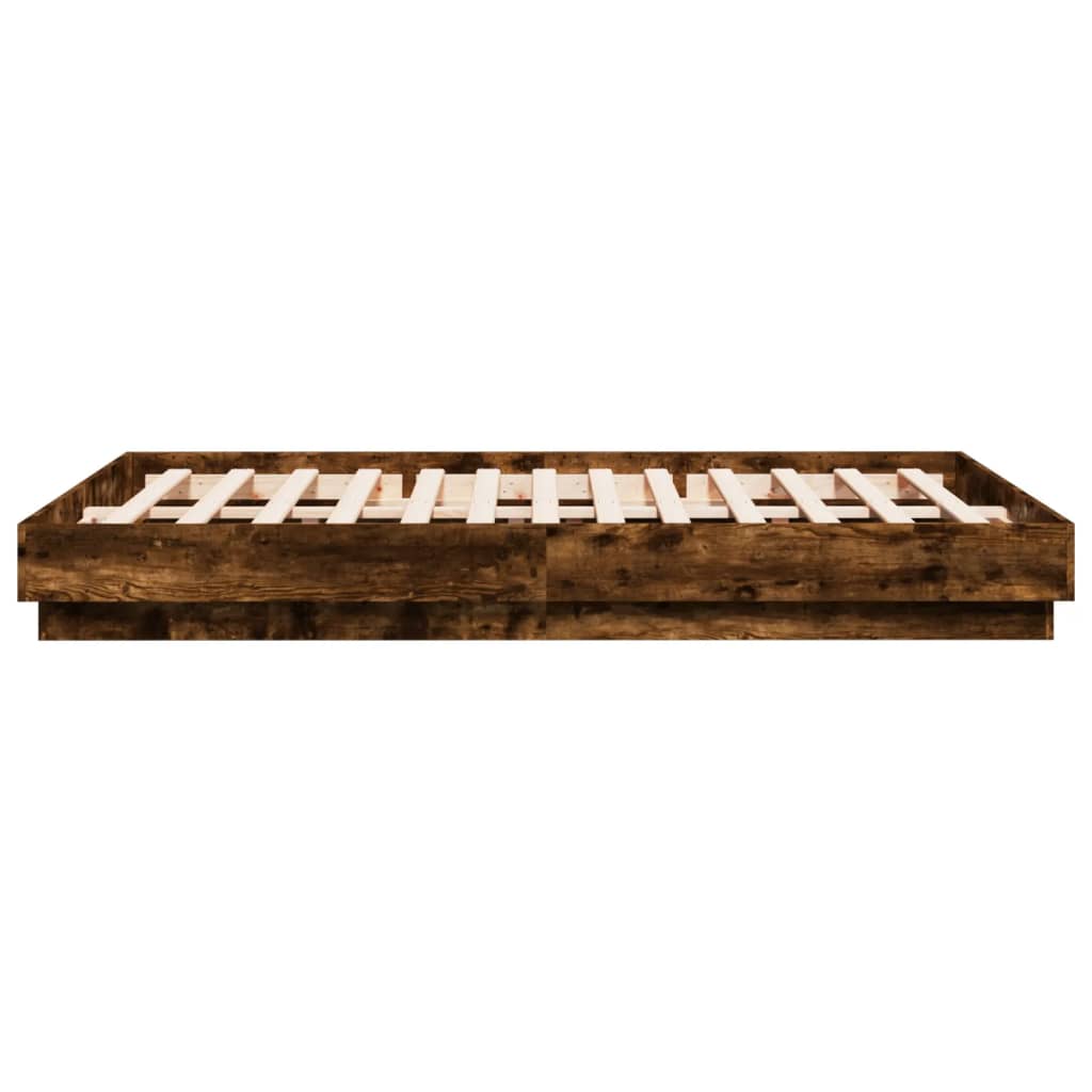Bedframe bewerkt hout gerookt eikenkleurig 120x200 cm is nu te koop bij PeponiXL, paradijselijk wonen!
