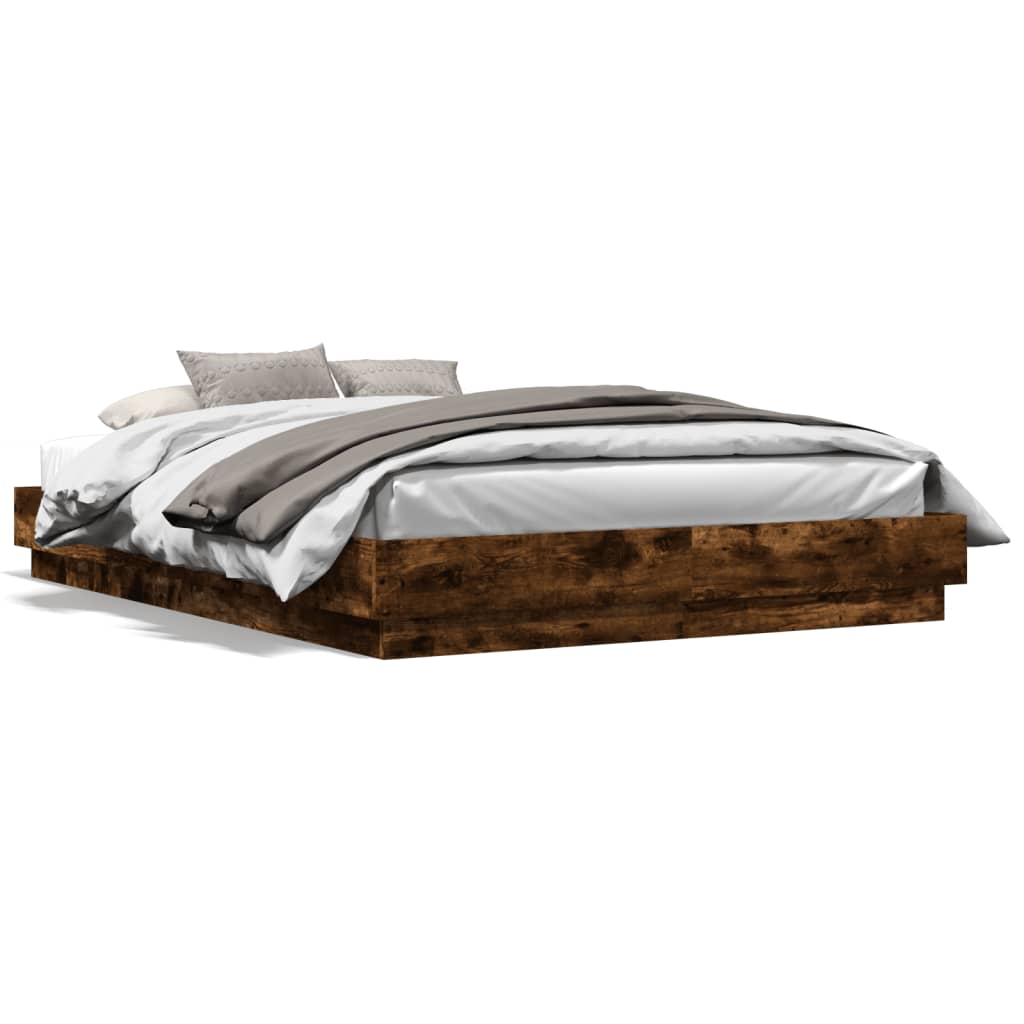 Bedframe bewerkt hout gerookt eikenkleurig 120x200 cm is nu te koop bij PeponiXL, paradijselijk wonen!