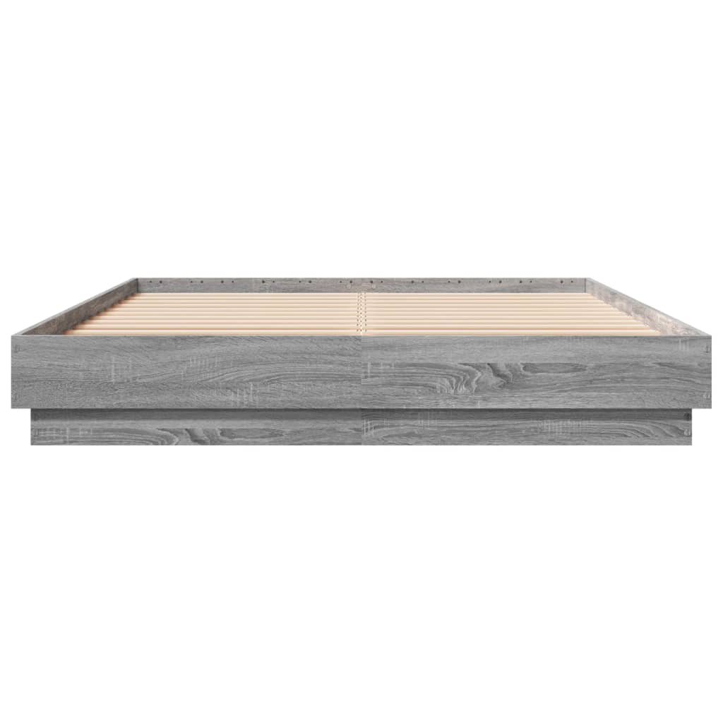 Bedframe bewerkt hout grijs sonoma eikenkleurig 120x200 cm is nu te koop bij PeponiXL, paradijselijk wonen!