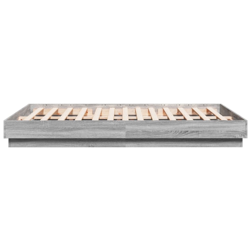 Bedframe bewerkt hout grijs sonoma eikenkleurig 120x200 cm is nu te koop bij PeponiXL, paradijselijk wonen!