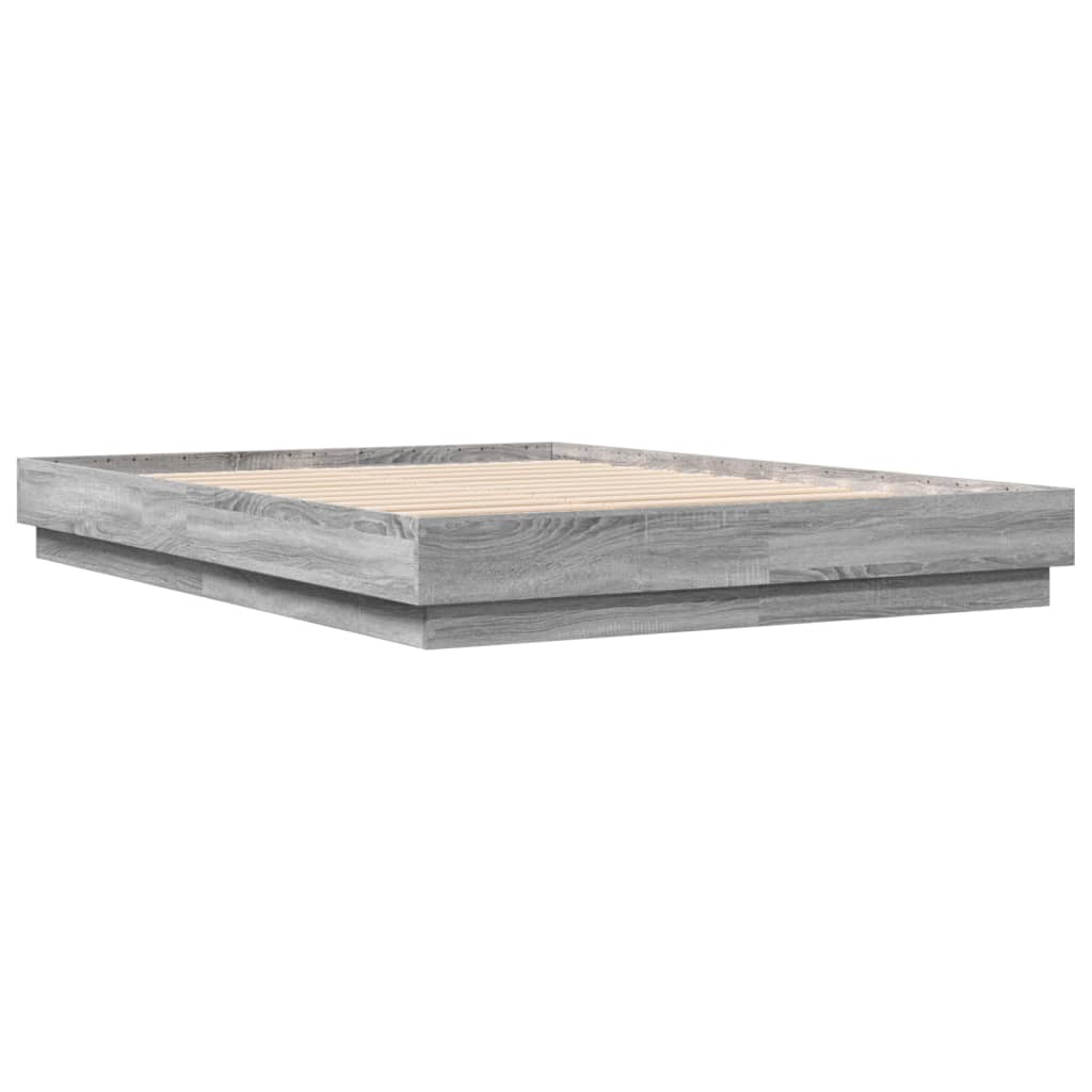 Bedframe bewerkt hout grijs sonoma eikenkleurig 120x200 cm is nu te koop bij PeponiXL, paradijselijk wonen!