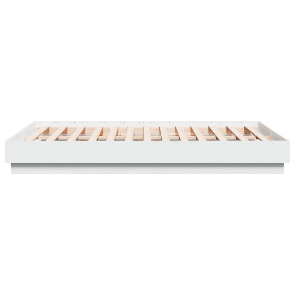 Bedframe LED massief hout wit 140x190 cm is nu te koop bij PeponiXL, paradijselijk wonen!