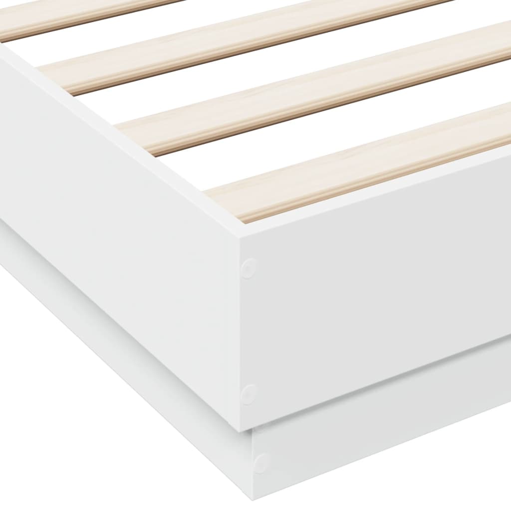 Bedframe LED massief hout wit 140x190 cm is nu te koop bij PeponiXL, paradijselijk wonen!