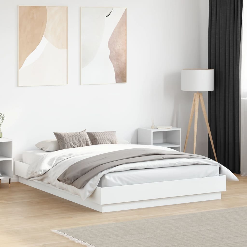 Bedframe LED massief hout wit 140x190 cm is nu te koop bij PeponiXL, paradijselijk wonen!